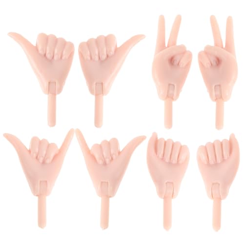 Abaodam 4 Paar Puppenhandset Zubehör Puppenteile Hand Winzige Fingerhände Kunststoffpuppenzubehör Mini-Puppenzubehör Gefälschte Handpuppe Bastelzubehör Beige von Abaodam