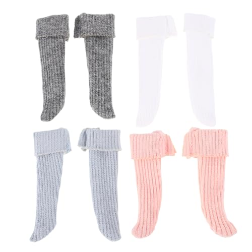 Abaodam 4 Paar Puppensocken Mode Accessoires Socken Socken Mini Puppenschuhe Mini Schuhe Puppe Heels Puppenzubehör Cheerleader Socken Puppe Handschuhe Puppe Lätzchen Puppe Leggings Tuch von Abaodam
