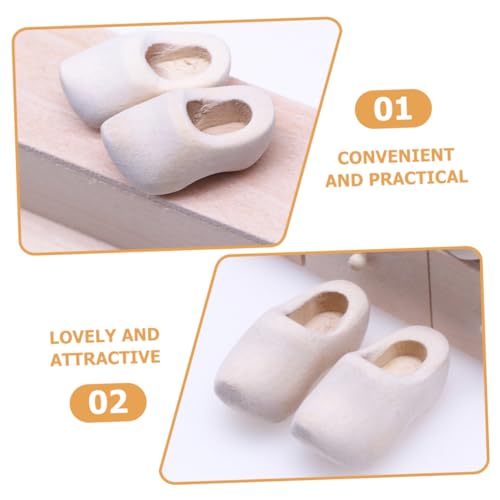Abaodam 4 Paare Mini Holzschuhe Unlackiert DIY Puppenhaus Zubehör Leichtes Robustes Holzspielzeug für Puppenhaus Dekoration und Bastelbedarf von Abaodam