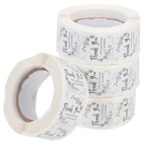 Abaodam 4 Rollen Danke Aufkleber Dekorative Siegelaufkleber Geschenkaufkleber Verpacken Danke Themenbezogene Aufkleber Dekorative Geschenkaufkleber Abdichtende Aufkleber Papier Weiß von Abaodam