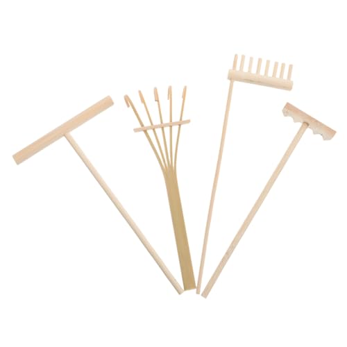Abaodam 4 STÜCKE Mini Zen Garten Rechen Set aus Holz Zen Sand Garten Zubehör für Home Office Miniatur Sand Rechen Werkzeuge für Entspannung Meditation und Dekorative Tischgestaltung von Abaodam