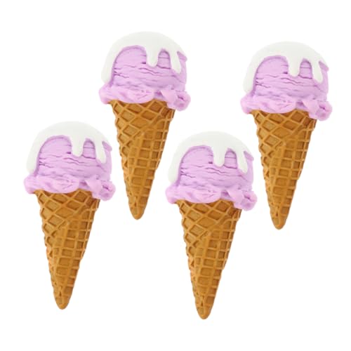 Abaodam 4 STÜCKE Teiliges Realistische Eiscreme Modelle Lebensechte Simulation Vielseitig für Partydekoration Schaufenster Fotorequisiten Wiederverwendbar Farblich Abgestimmte Eistüten von Abaodam