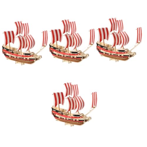 Abaodam 3D-Rätsel 4 Sätze 3D-Segelpuzzle Modellschiff aus Holz Modellschiffe Spielzeuge Rätsel zum segelboot Bauen Segelboot-Dekor dreidimensional Suite Erwachsene von Abaodam