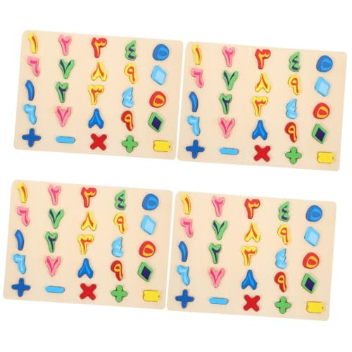 Abaodam 4 Sätze Arabisches Rätsel Babyspielzeug Zahlentafel Arabisches Zahlenrätsel Passendes Spielzeug Intelligentes Puzzle-Spielzeug Logisches Puzzle Briefbrett Kind Holz Dreidimensional von Abaodam