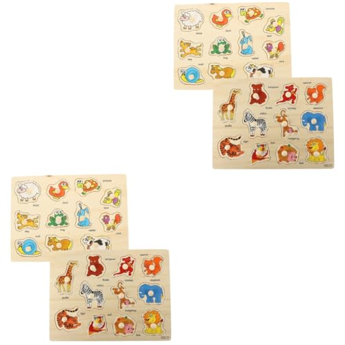 Abaodam 4 Sätze Brettpuzzle greifen Kinder rätsel fokussiert Puzzle-Spielzeug Holzpuzzles für Kleinkinder Spielzeuge Babyspielzeug aus Holz Lernrätsel für Kleinkinder Tierpuzzles aus Holz von Abaodam