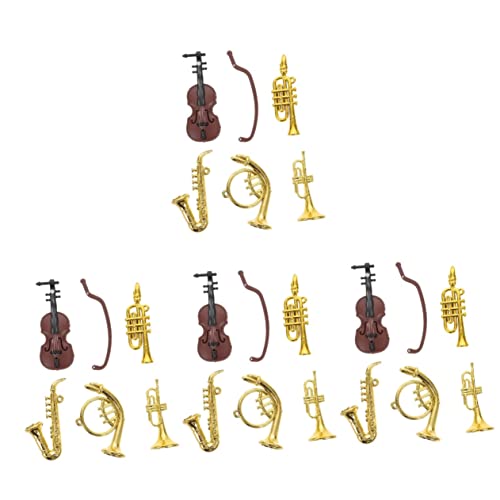 Abaodam 4 Sätze Mini-Musikinstrument Mini-Möbel Mini-Hausinstrumentenmodell Violine Spielzeug Saxophon-Ornament Mini-Saxophon Miniatur schmücken Puppenhaus Trompete Dekorationen Plastik von Abaodam