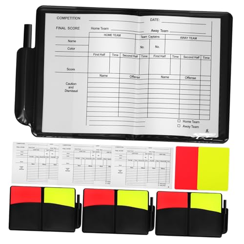 Abaodam 4 Sätze Satz rote und gelbe Kartenfarbe enthalten reffing Fußball-Schiedsrichter-Kit Sport rote Karte kartenhalter Ausrüstung für Volleyball-Schiedsrichter Fußball-Scorebook PVC von Abaodam