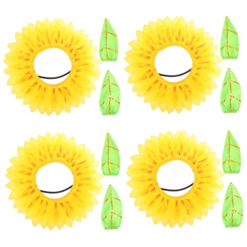 Abaodam 4 Sätze Sonnenblumenkopfbedeckung Floraler Kopfschmuck Lustige Performance-requisiten Sonnenblumen Verkleiden Sich Töpfe Aus Edelstahl Hut Haarschmuck Seidentuch Die Blumen Kind von Abaodam