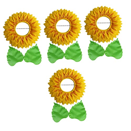 Abaodam 4 Sätze Sonnenblumenkopfbedeckung Hut Für Kinder Blumenkostüm Für Erwachsene Sonnenblumenkostüm Lustig Sonnenkostüm Für Erwachsene Blumenhut Seidentuch Pflanze Leistungsrequisiten von Abaodam