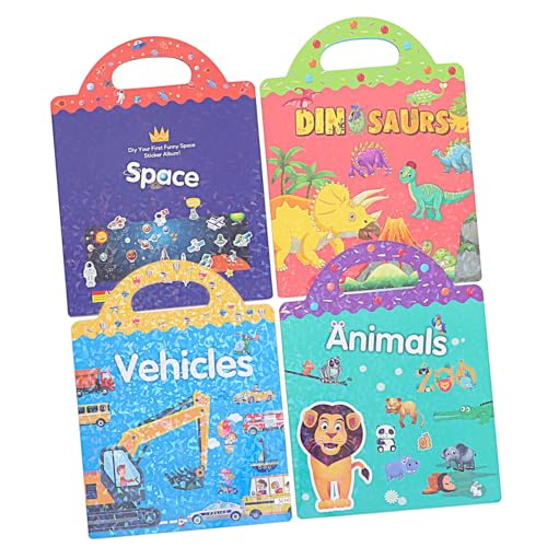 Abaodam 4 Sätze Wiederverwendbares Stickerbuch Tier Fahrzeug Dinosaurier Weltraum Motiven für Ab Jahren Pädagogisch Abwaschbar zum Wiederholten Bekleben Glas Wänden und Mehr Abaodam 4 Sätze Wiederverwendbares Stickerbuch Tier Fahrzeug Dinosaurier Weltraum Motiven für Ab Jahren Pädagogisch Abwaschbar zum Wiederholten Bekleben Glas Wänden und Mehr von Abaodam
