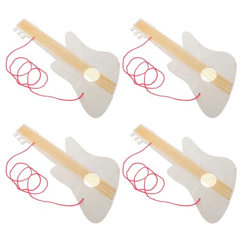 Abaodam 4 Sätze gitarrenbausatz selber Machen Gitarrenmalerei für Kleinkindgitarre Musikinstrument zum Selbermachen Basteln mit Holzgitarren hölzern Beige von Abaodam