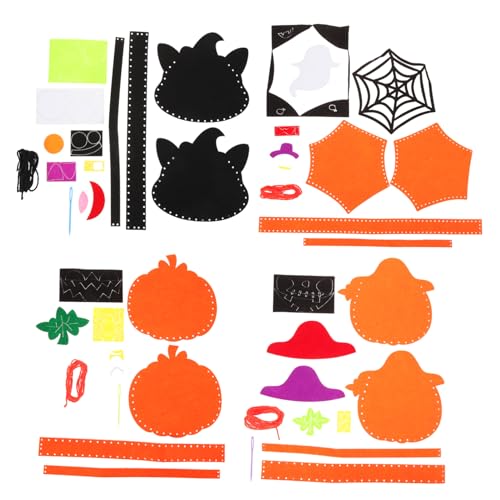 Abaodam 4 Sets Halloween Handgemachte DIY Süßigkeitentüten Halloween Leckereien Halloween Gummibonbons Nähen Mini Leckereien Halloween Aufkleber Halloween Schmuck Halloween Süßigkeiten von Abaodam