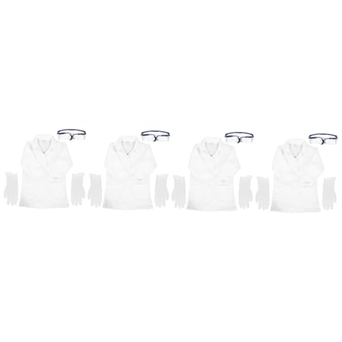 Abaodam 4 Sets Kinder Weißer Kittel Arbeitskleid Arbeitsoutfit Kostüm Für Overalls Kleidung Dekor Kleider Blazer Labor Outfit Für Tanzkostüm Polyester Cosplay von Abaodam