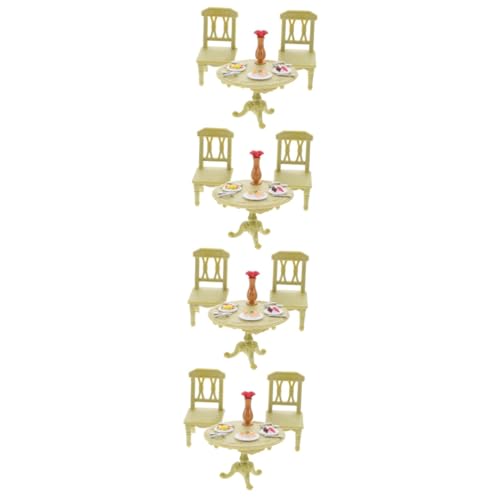 Abaodam 4 Sets Mini Doppeltisch Und Stuhl Heimdekoration Möbel Miniatur Spielzeug Zum Dekorieren Von Kunststoff Esszimmerstühlen Kunststoff Stühlen Puppenhaus Mini Tisch Esstisch von Abaodam