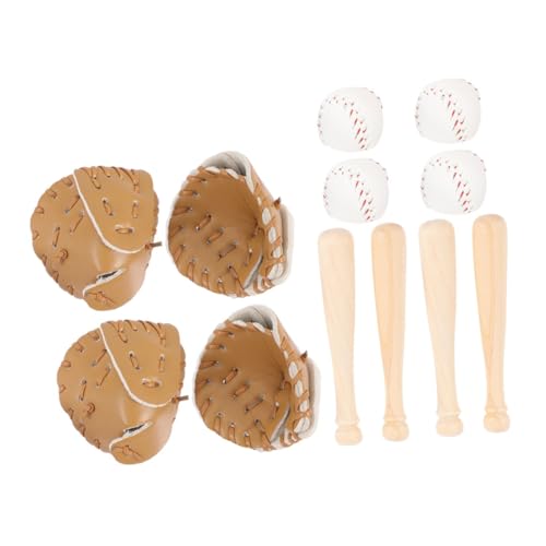 Abaodam 4sätze Teiliges Mini Baseballspielzeug-Set Für Puppenhäuser Miniatur Handschuhe Schläger Und Bälle Für Kreative Sport-szenarien Dollhouse Landschaften von Abaodam