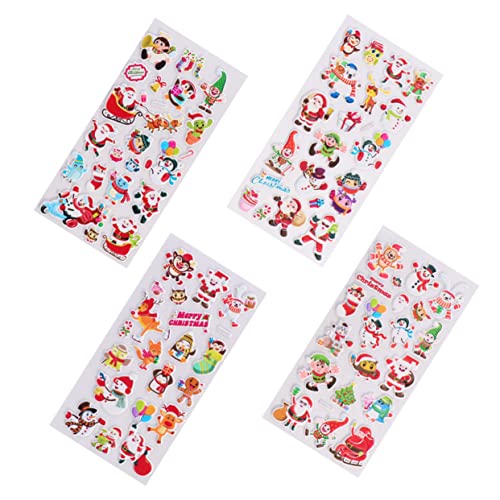 Abaodam 4 Stück 3D-Stereo-weihnachtsblasen-Aufkleber Weihnachtsmann-Aufkleber Aufkleber Schneemann-Aufkleber Geschwollene 3D-Aufkleber Schaum von Abaodam