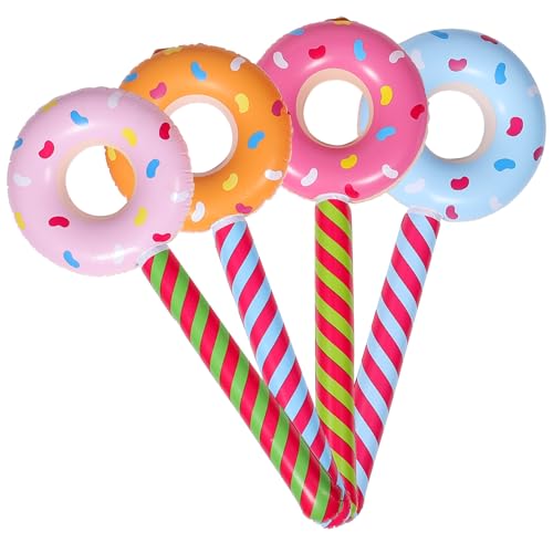 Abaodam 4 Stück Aufblasbarer Donut-Stick Süßigkeitengirlande Ballonpumpe Schwimmer hühner aufblasbare donut aufblasbarer Lutscher Aufblasbares für Schwimmbecken PVC von Abaodam