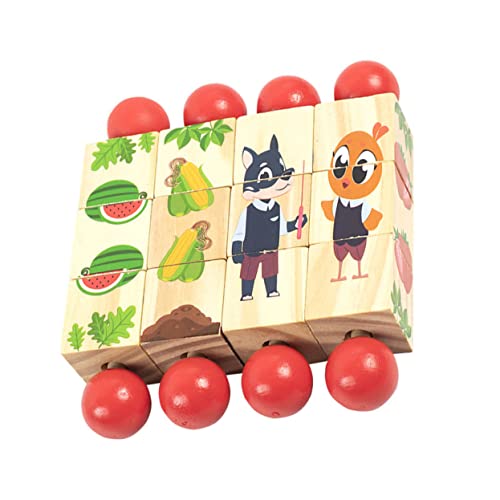 Abaodam 4 Stück Bausteine ​​für Tierisches Lernspielzeug Puzzle-baustein Puzzle- Aus Holz Pädagogisch Passendes Puzzle- Drehendes Puzzle Aus Holz Rot Hölzern von Abaodam