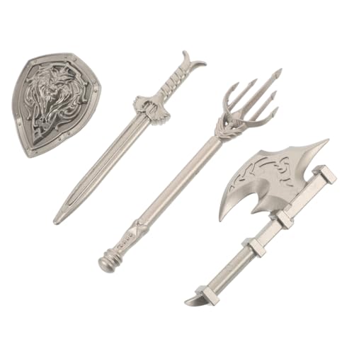 Abaodam 4 Stück Bausteinzubehör Und Schild Für Spielzeugschwert Und Schild Schwerter Für Zubehör Für Actionfiguren Spielzeugwerkzeuge Mini-armeefiguren Plastik Silver von Abaodam