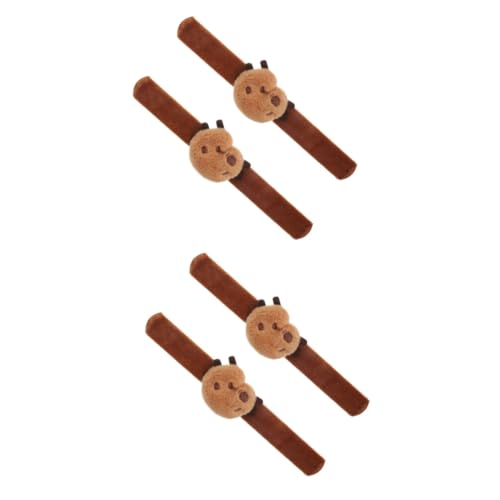 Abaodam 4 Stück Capybara-Armband Plüschfigurenspielzeug Mädchenspielzeug Slap-Armband-Spielzeug Kinder-Schnapparmbänder Tierschnapparmbänder Handgelenk Schmuck Puppe Geschenk Kappy Metall von Abaodam