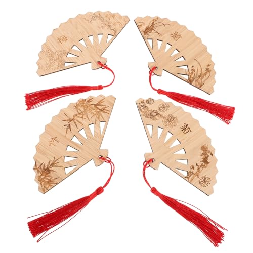 Abaodam 4 Stück Fan-lesezeichen Retro-lesezeichen Cartoon-aufkleber Geschirr Retro -stirnband Chinesische Lesezeichen Wiederverwendbare Utensilien Abnehmbarer Kragen Polyester Khaki von Abaodam