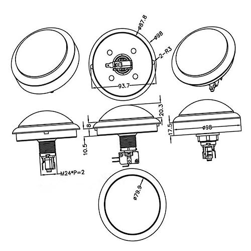 Abaodam 4 Stück Flugzeug-spielautomat-schaltfläche Knopf Antworttaste Mit Lichtern Led von Abaodam