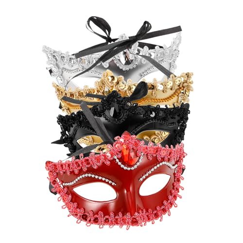 Abaodam 4 Stück Halbgesichts Maskerade Maske aus Leichtem für Tanzparty Bühnenauftritt Kostüm und Karneval in Schwarz Rot Gold und Silber Abaodam 4 Stück Halbgesichts Maskerade Maske aus Leichtem für Tanzparty Bühnenauftritt Kostüm und Karneval in Schwarz Rot Gold und Silber von Abaodam