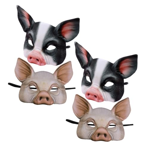 Abaodam 4 Stück Halloween Schweinemasken Halbe Gesichtsmasken aus Leichtem Material Lustige Cosplay Tiermaske für Karneval Kostümparty Fasching und Maskenball von Abaodam
