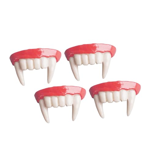 Abaodam 4 Stück Halloween Vampirzähne aus Resin Realistische Fake Fangkappen für Erwachsene und Einfach Anzuwenden Sicherer Halt für Halloween Kostüm und Cosplay Party von Abaodam