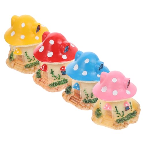 Abaodam 4 Stück Home Decor wohnungsdeko Gartenornament tischdeko esstisch playmobilhauser Blechhaus Pilzdekor Minifiguren Pilz-Kit bastelset Pilzhausfiguren aus Harz Pilz-Statue- von Abaodam
