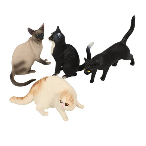 Abaodam 4 Stück Katzenmodell Wurf Realistisches Kätzchenspielzeug Katzenkuchendeckel Pädagogisches Katzenfigurenspielzeug Kleine Katzenverzierung Kleiner Katzenschmuck Plastik von Abaodam