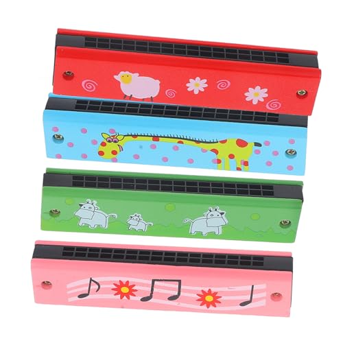 Abaodam 4 Stück Kinderharmonikas aus Holz Mundharmonika für Anfänger Musikinstrument für Buntes Design Giraffe Noten Kalb Schaf Abaodam 4 Stück Kinderharmonikas aus Holz Mundharmonika für Anfänger Musikinstrument für Buntes Design Giraffe Noten Kalb Schaf von Abaodam