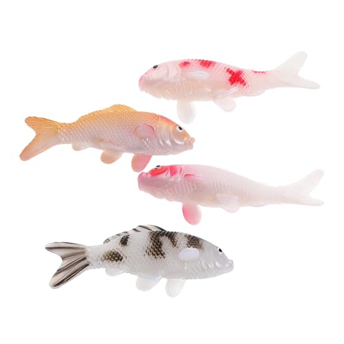 Abaodam 4 Stück Koi Fisch Figuren aus Kunststoff für Aquariumdekoration Lebensechte Miniatur Fische mit Detailgetreuen Schuppen und Flossen Farbenfroh Sicher für Wassereinsatz für Mikro von Abaodam