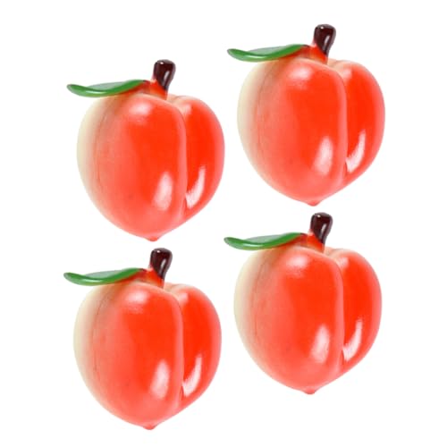 Abaodam 4 Stück Künstliche Frucht Pfirsich Künstliche Pflanzen Feigen Gadgets Melonenportionierer Obstkorb Schüssel Obstschale Luftdicht Küchengeräte Künstlicher Olivenbaum Rot PVC von Abaodam
