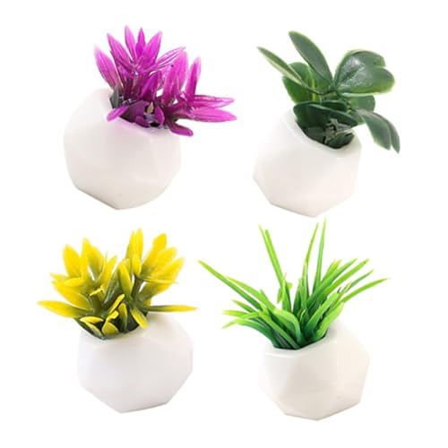 Abaodam 4 Stück Künstlicher Blumentopf Ballen Miniaturen Puppenhauswesen Mini-puppenhaus Künstliche Pflanzen Im Freien Häuser Puppenhauszubehör Marienkäfer Mini-heimschmuck Harz von Abaodam