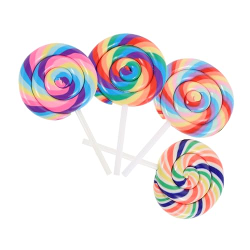 Abaodam Süße Gefälschte Lollipop Puppenhaus Requisiten 4 Stück Harz Mini Lollipops Für Foto Und von Abaodam