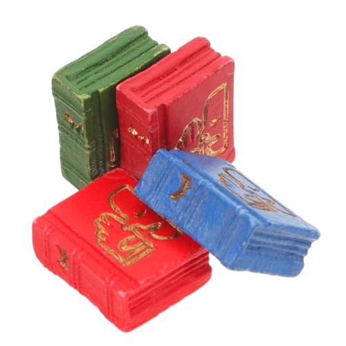 Abaodam 4 Stück Mini -Buch Ornamente Miniaturbücher Zum Basteln Miniatur-notizbuch DIY-minibücher Miniaturen Für Puppenhaus Puppenhaus-notizbuch Minature Dinge Puppenhaus-minibuch Harz von Abaodam