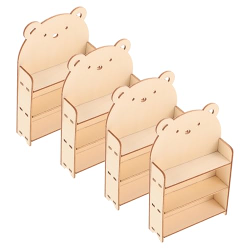 Abaodam 4 Stück Mini Bücherregal Bücherregal Bücherregale Möbel Puppenhaus Kommode Puppenhaus Bücherregal Mit Rosa Dach Mini Puppenhaus Bücherregal Mini Bücherregal Für Mini von Abaodam
