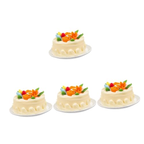 Abaodam 4 Stück Mini-Cupcakes gefälschte Hochzeitstorte Miniatur-Puppenhaus-Kuchen Spielzeug Hochzeitsdekorationen Requisiten für Mini-Kuchen Fotografie-Requisiten gefälschter Kuchen Harz von Abaodam