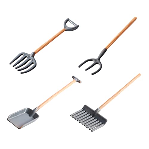 Abaodam 4 Stück Mini-Farm-Schaufel Mini-puppenhauszubehör Rechen Mini-rechen Puppenhaus-Farm-Werkzeuge Mini-schaufeln Schaufel Kinderspielzeug Plastik von Abaodam