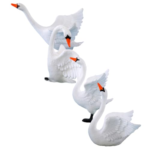 Abaodam 4 Stück Mini-Schwan-Ornament Mini-Enten Mini-Schwan-Figuren Kleines Schwanenmodell Froschfigur Miniaturtiere Mini- Miniaturen Mini-gartenfiguren Winzige Dinge Plastik von Abaodam