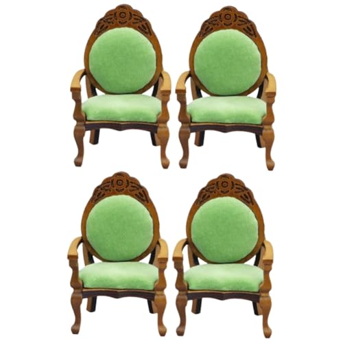 Abaodam 4 Stück Mini-Sessel Miniaturstuhl Mini-Hauszubehör Stuhlornament Holzmöbel Puppenhausmöbel Modelle Puppenzubehör Miniaturmodell eines Holzstuhls Jahrgang Armlehne von Abaodam