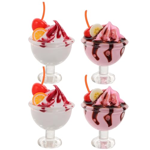 Abaodam 4 Stück Miniatur-Eisfiguren Realistische Mini-Puppenhaus-Lebensmittelmodelle Winzige Dessertdekorationen Kinder So Tun Als Ob Spiel-Essen-Spielzeug-Set Für Jungen Und Mädchen von Abaodam