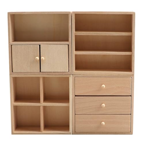 Abaodam 4-teiliges Miniatur-holzschrank-Set Realistische Puppenhausmöbel Für Miniatur-Schlafzimmer Für Displays Requisiten Abaodam 4-teiliges Miniatur-holzschrank-Set Realistische Puppenhausmöbel Für Miniatur-Schlafzimmer Für Displays Requisiten von Abaodam