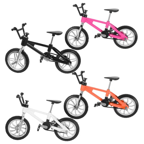Abaodam 4 Stück Miniatur Mountainbike Modell Realistische Fingerbikes aus Legierung Rosa und Orange für Schreibtischdekoration und Kreatives von Abaodam