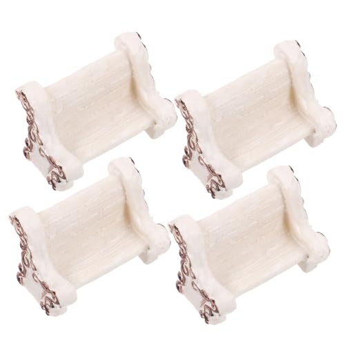 Abaodam 4 Stück Miniatur Park Stühle Puppenhaus Möbel Weiß Resin Dekorative Miniatur Stühle für DIY Basteln und Puppenhaus Zubehör von Abaodam