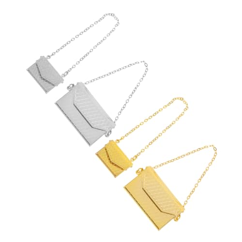 Abaodam 4 Stück Miniatur Puppenhaus Metall Handtaschen Kleine Schultertaschen in Silber und Gold Langlebige Mini Crossbody Bags für Puppen Zubehör und Kreative Dekoration von Abaodam
