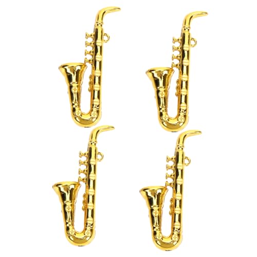 Abaodam 4 Stück Miniatur Saxophon Saxophon Miniatur Instrumentenmodell Mini Instrumente Miniatur Hängemusikinstrument Puppenhaus Miniaturen Miniatur Baumhäuser Trompete von Abaodam