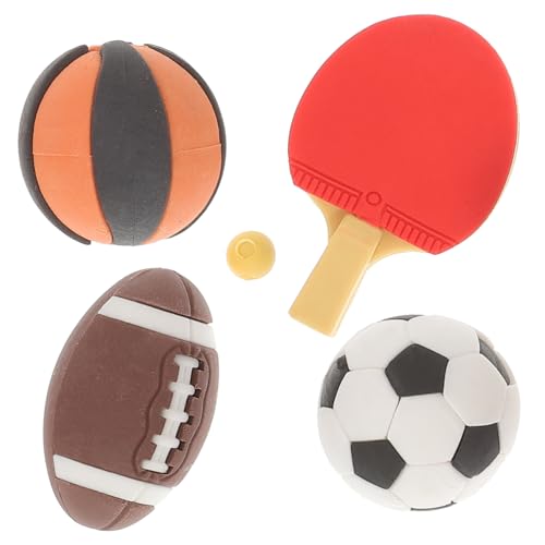 Abaodam 4 Stück Miniatur Sportgeräte Modell Teiliges Basketball Fußball Rugby Tischtennis Puppenhaus Zubehör Realistische Dekoration für Mini Haus Zufällige Farbe Zufällige Farbe von Abaodam