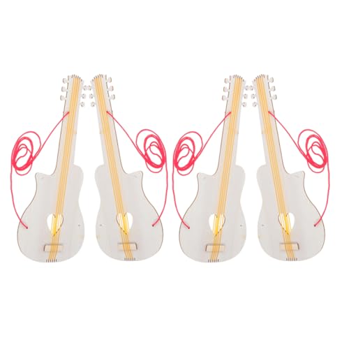 Abaodam 4 Stück Musikinstrument Zum Selbermachen Gitarrenspielzeug Für Gitarrendekor Aus Holz Gitarren-Instrument-Modell Gitarrenmodell Holzausschnitte Gefälschte Gitarre Hölzern von Abaodam